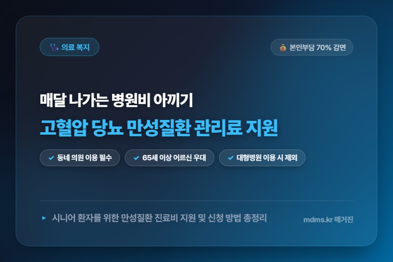 모르면 전액 손해! 고혈압 당뇨 만성질환 관리료 지원 사업 신청 자격 및 본인부담금 70% 감면 비법