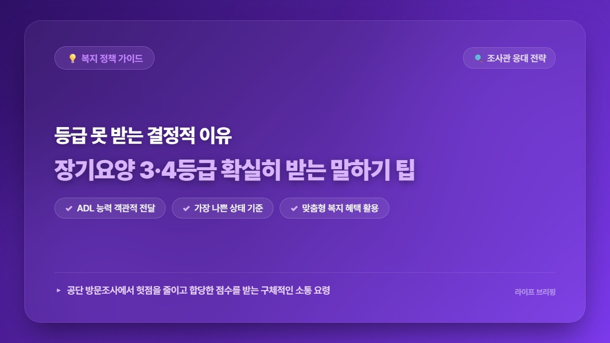 2026년 정부 공식 발표! 장기요양등급 3등급 4등급 판정 자격 및 말하기 팁 총정리 (모르면 0원)
