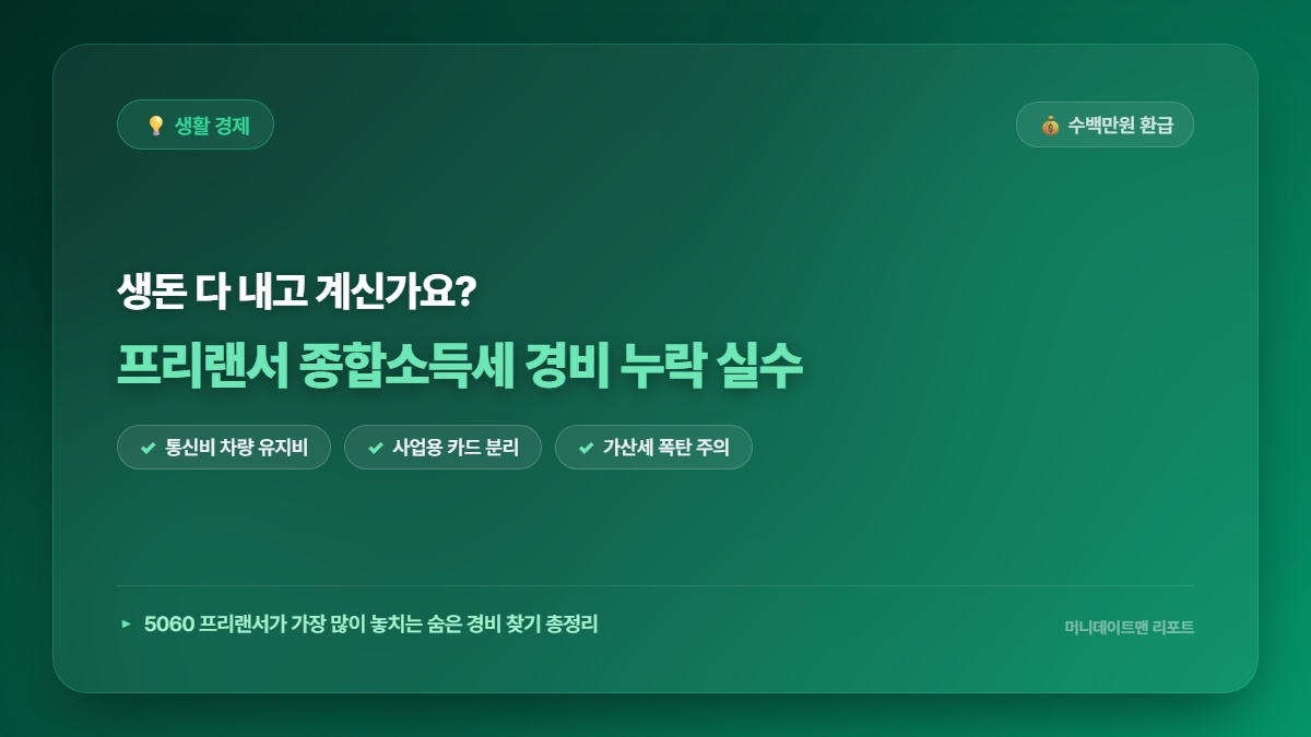 아직도 몰라서 생돈 다 내셨나요? 종합소득세 신고 시 프리랜서가 가장 많이 하는 경비 누락 실수