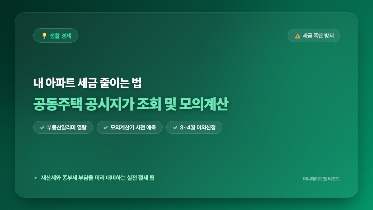 [정보] 모르면 쌩돈 나간다! 2026 공동주택 공시지가 조회 내 아파트 재산세 종부세 모의계산기 활용 백서