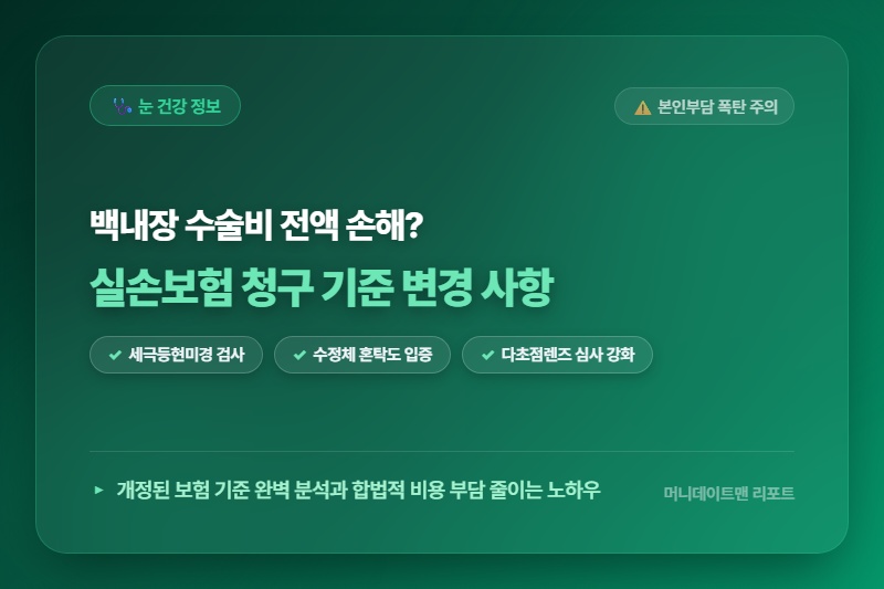아직도 몰라서 전액 다 내셨나요? 2026년 백내장 수술 실손보험 청구 기준 변경으로 300만원 아끼는 비법