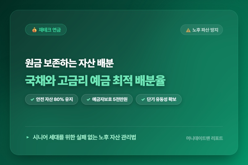 [정보] 노후 파산 막는 시니어 안전 자산 포트폴리오! 국채 vs 고금리 예금 최적 배분율 5분 완벽 분석
