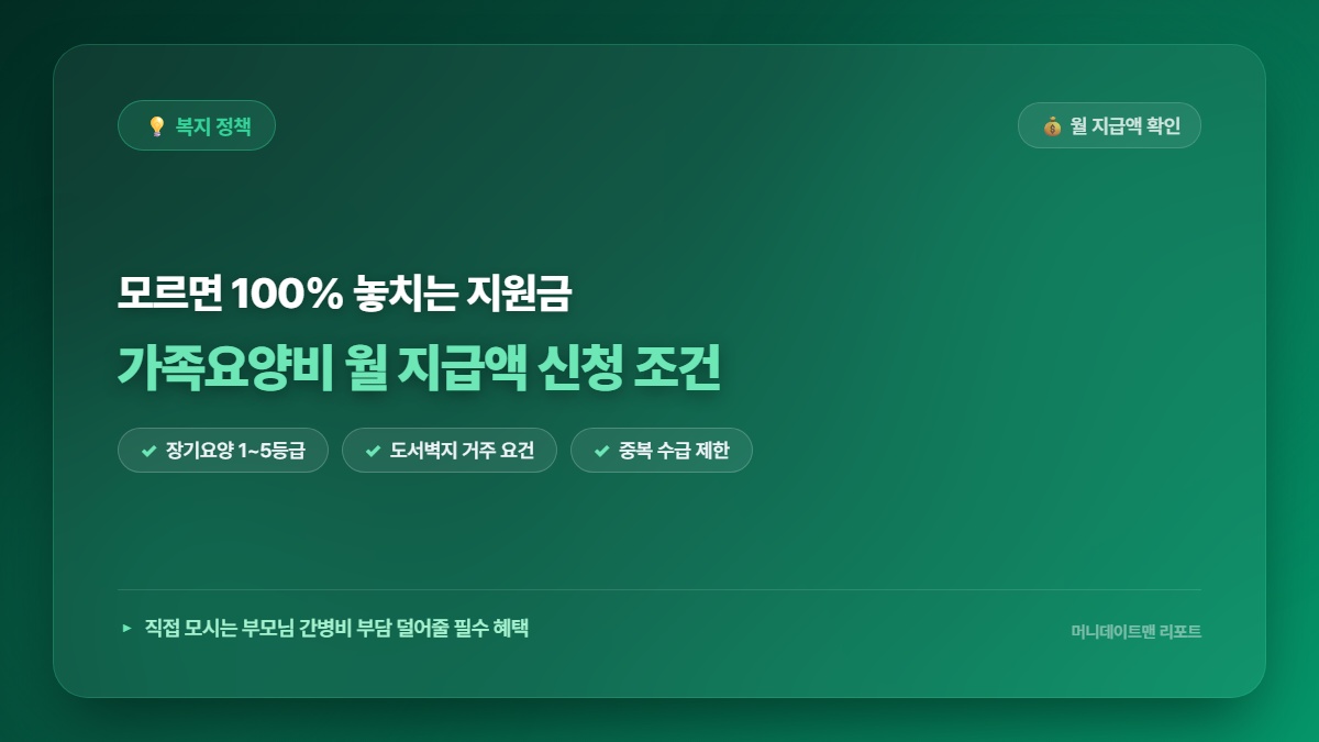 [정보] 모르면 전액 손해! 2024년 가족요양비 월 지급액 신청 조건 및 총정리
