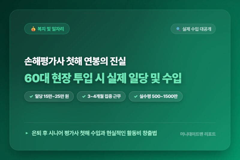[정보] 60대 손해평가사 자격증 취득 후 첫해 현장 투입 시 실제 일당 및 연간 수입의 진실