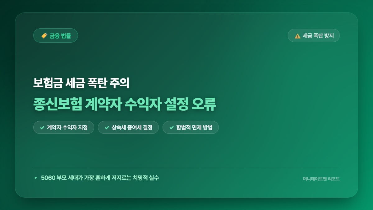 아직도 몰라서 세금 폭탄 맞으시나요? 종신보험 계약자 수익자 설정 실수로 상속세 날리는 이유