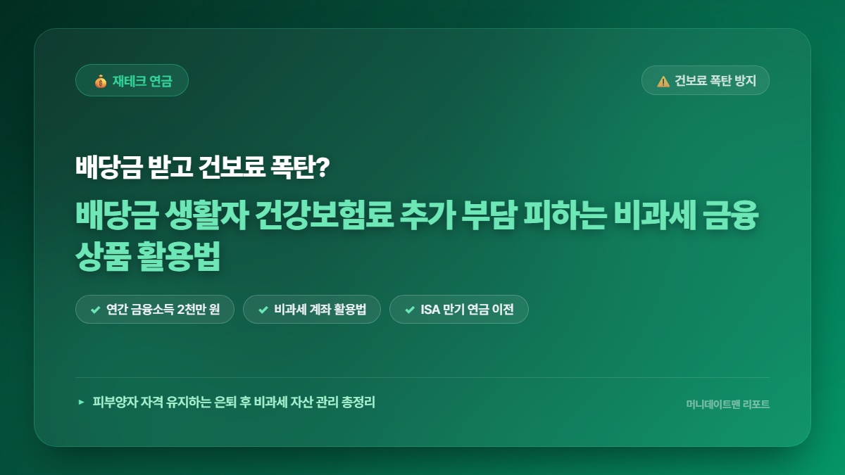 아직도 배당금 다 받으시나요? 생돈 건보료로 다 나가는 걸 막아주는 비과세 금융상품의 비밀