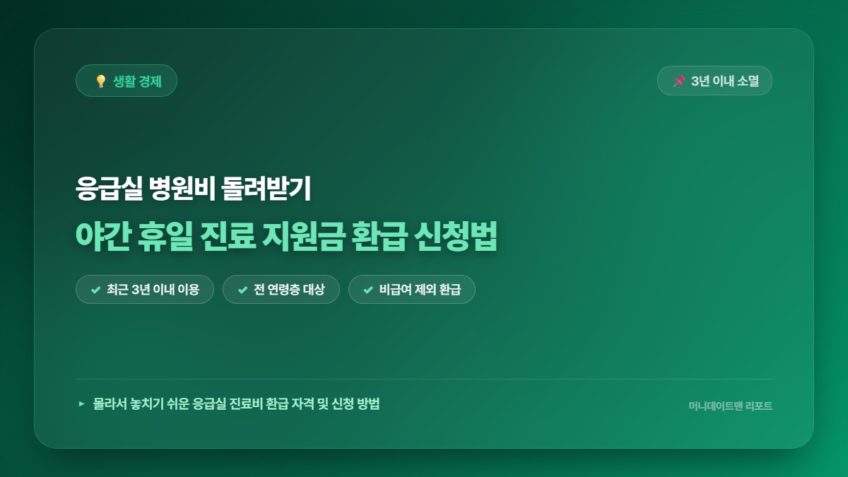 아직도 응급실 생돈 다 내시나요? 이번 달부터 적용되는 야간&middot;휴일 진료 지원금 환급 신청법