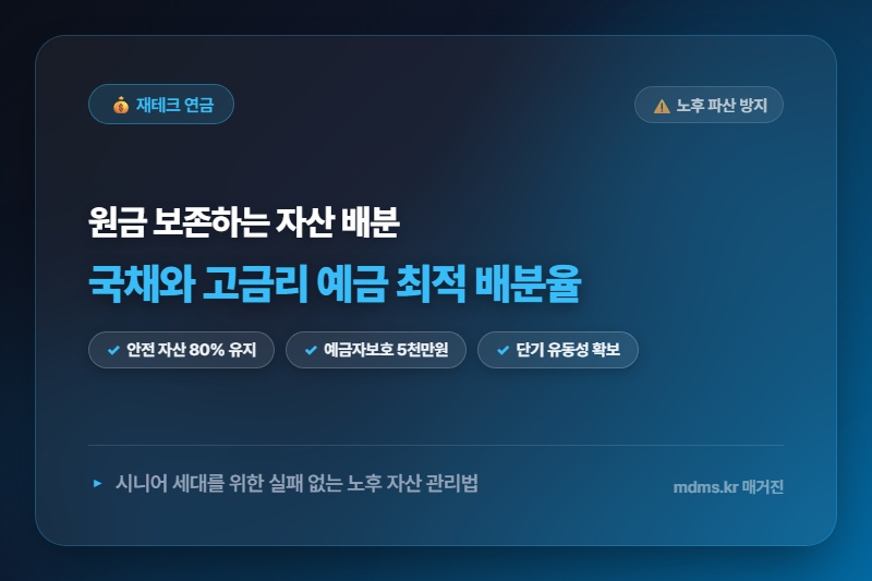 노후 파산 막는 시니어 안전 자산 포트폴리오! 국채 vs 고금리 예금 최적 배분율 5분 완벽 분석