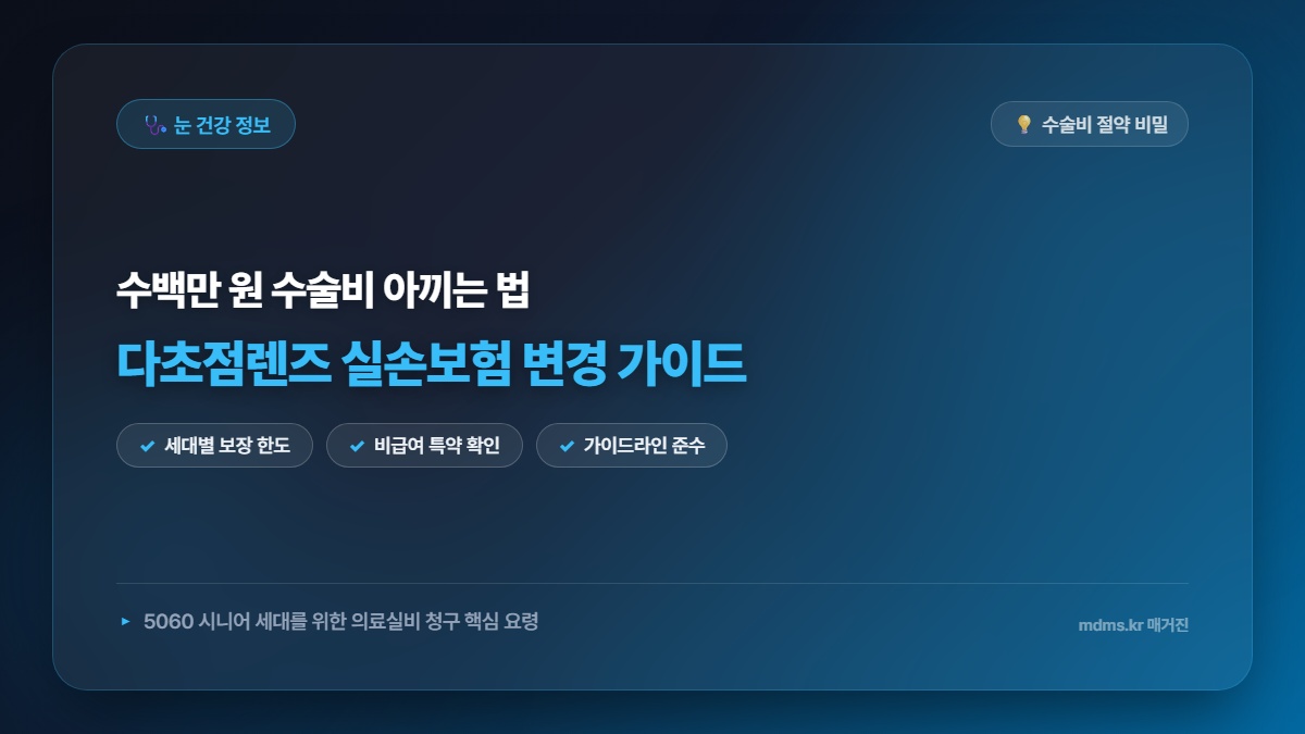 다초점렌즈 실손보험 변경의 비밀? 하루 만에 수술비 절약하는 2026 의료실비 총정리