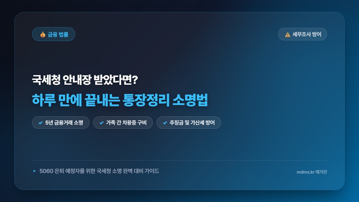 세무조사 방어의 비밀? 하루 만에 통장정리 끝내고 국세청 소명 완벽 대비하는 법