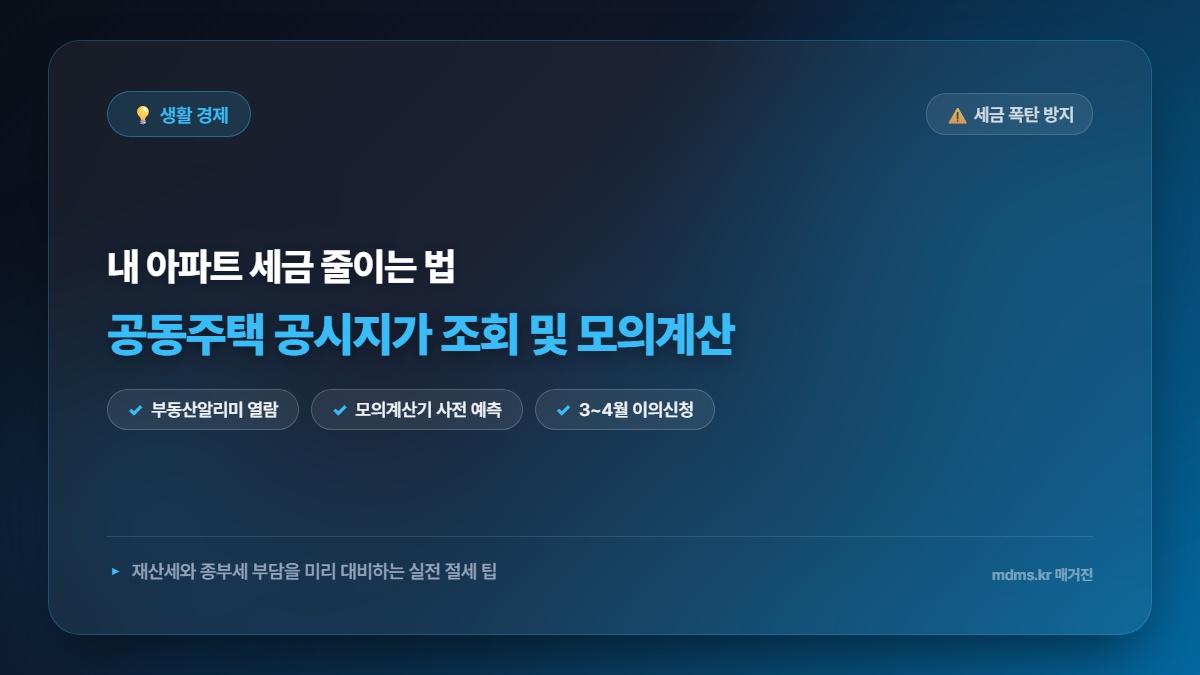 모르면 쌩돈 나간다! 2026 공동주택 공시지가 조회 내 아파트 재산세 종부세 모의계산기 활용 백서