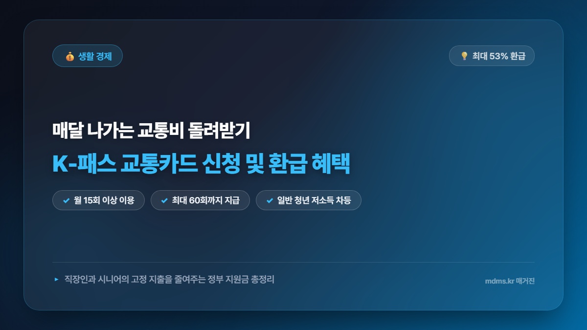 모르면 전액 손해! K-패스 교통카드 신청 방법 및 대중교통비 최대 53% 환급받는 비법