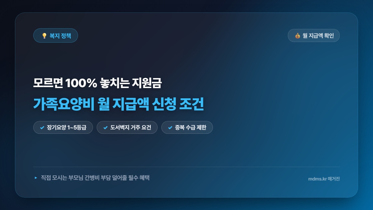 모르면 전액 손해! 2024년 가족요양비 월 지급액 신청 조건 및 총정리