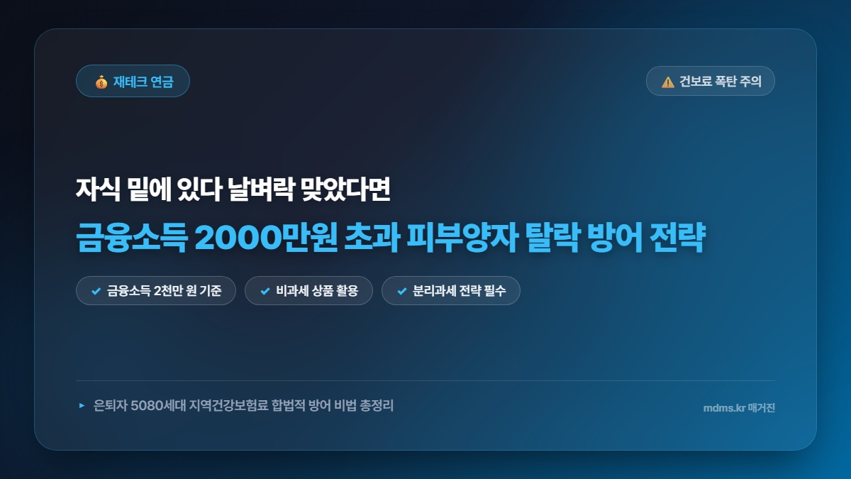 2026년 금융소득 2000만 원 초과 건강보험 피부양자 탈락 기준 및 합법적 방어 전략 총정리