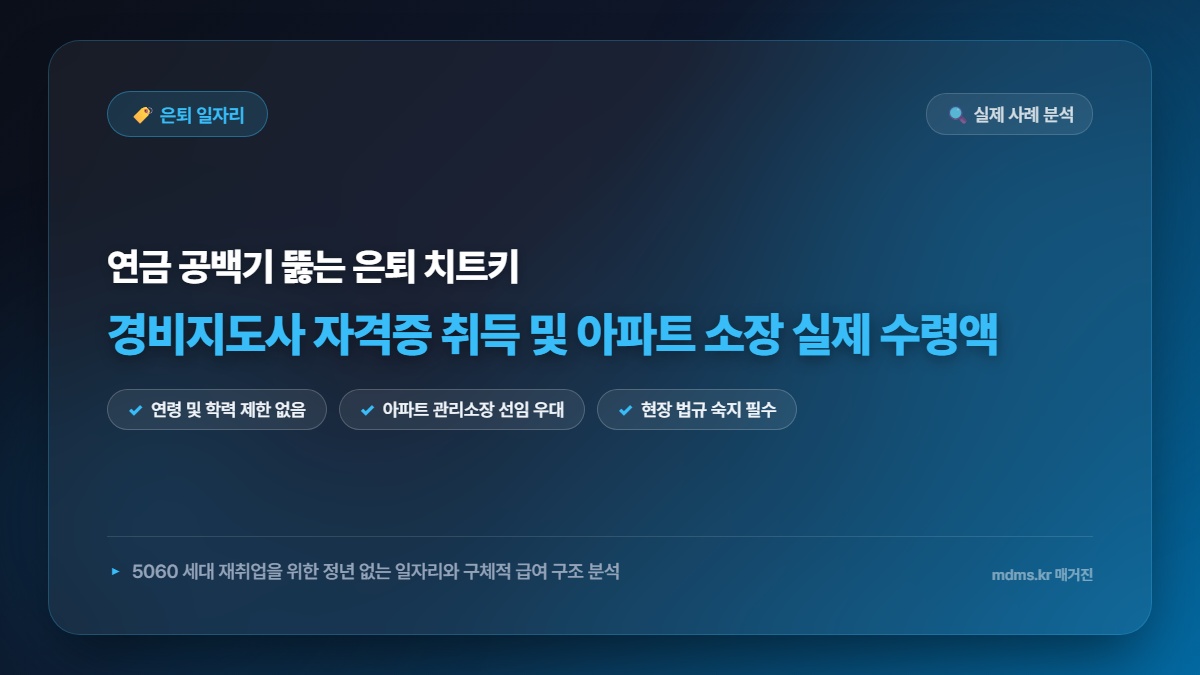 은퇴 후 연금 공백기 해결! 경비지도사 자격증 취득 후 아파트 소장 실제 수령액 대공개
