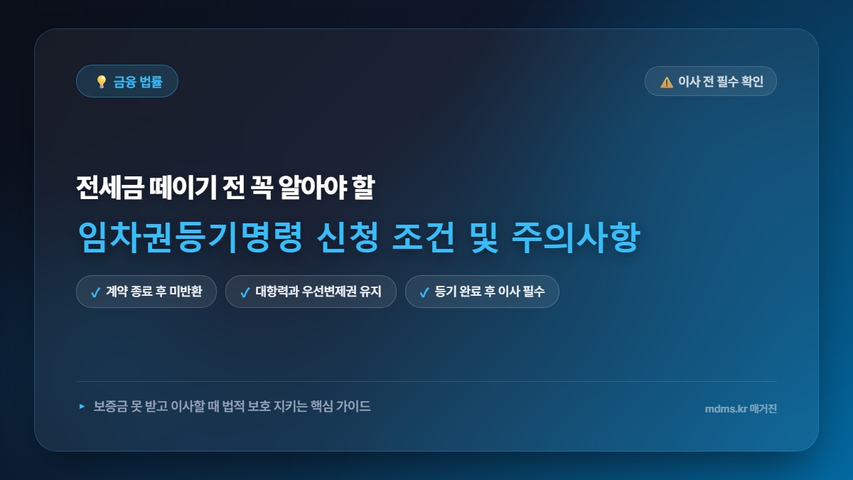 “전세금 떼이고 눈물 흘리기 전에?” 이사 전 무조건 신청해야 하는 임차권등기명령 총정리