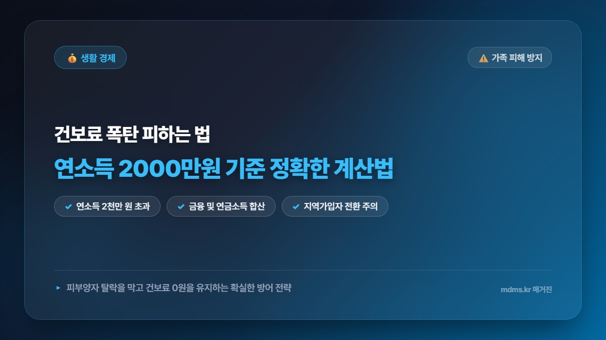 모르면 전액 폭탄! 건보료 피부양자 탈락 연소득 2000만원 기준 정확한 계산법과 대처 요령