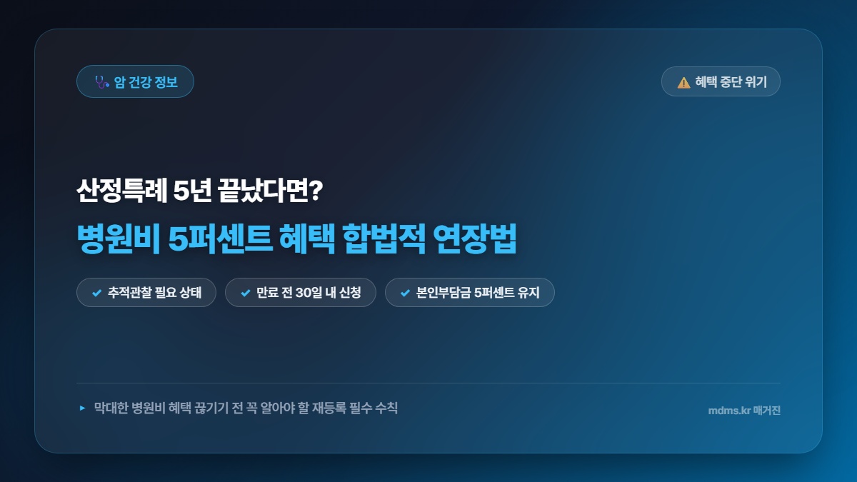 “산정특례 5년 만료의 비밀?” 병원비 5% 혜택을 합법적으로 연장하는 2026년 최신 기준
