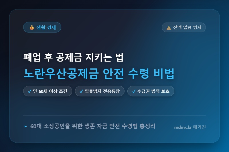모르면 전액 압류! 60대 소상공인 폐업 시 노란우산공제금 보호 비법 및 수령액 총정리