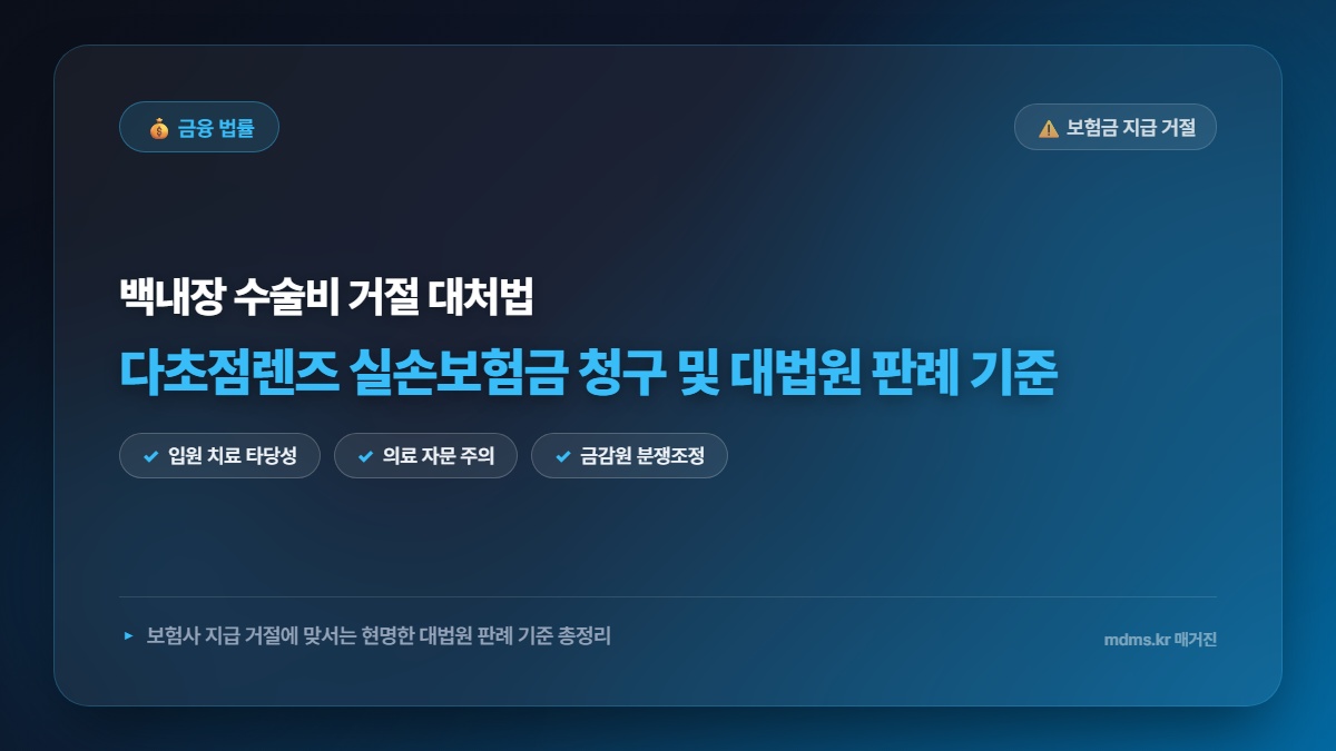 백내장 다초점렌즈 수술비 실손보험 지급 거절 대처법 및 대법원 판례 기준