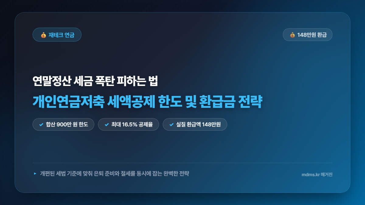 2026년 개인연금저축 소득공제 한도 및 연말정산 세액공제 환급금 극대화 전략 총정리