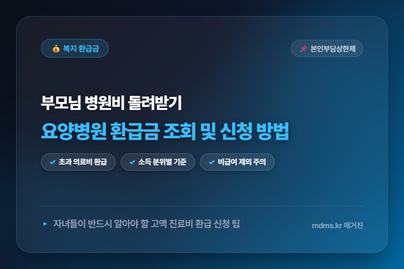부모님 요양병원 요양원 본인부담상한제 환급금 조회 방법 및 70% 환급 신청 총정리
