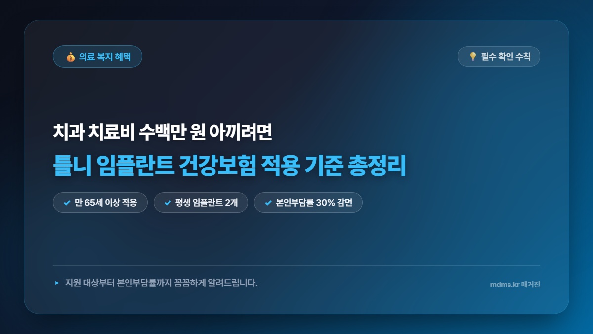 틀니 임플란트 건강보험 적용 연령 및 본인부담률 계산법 총정리 (2026년 기준)