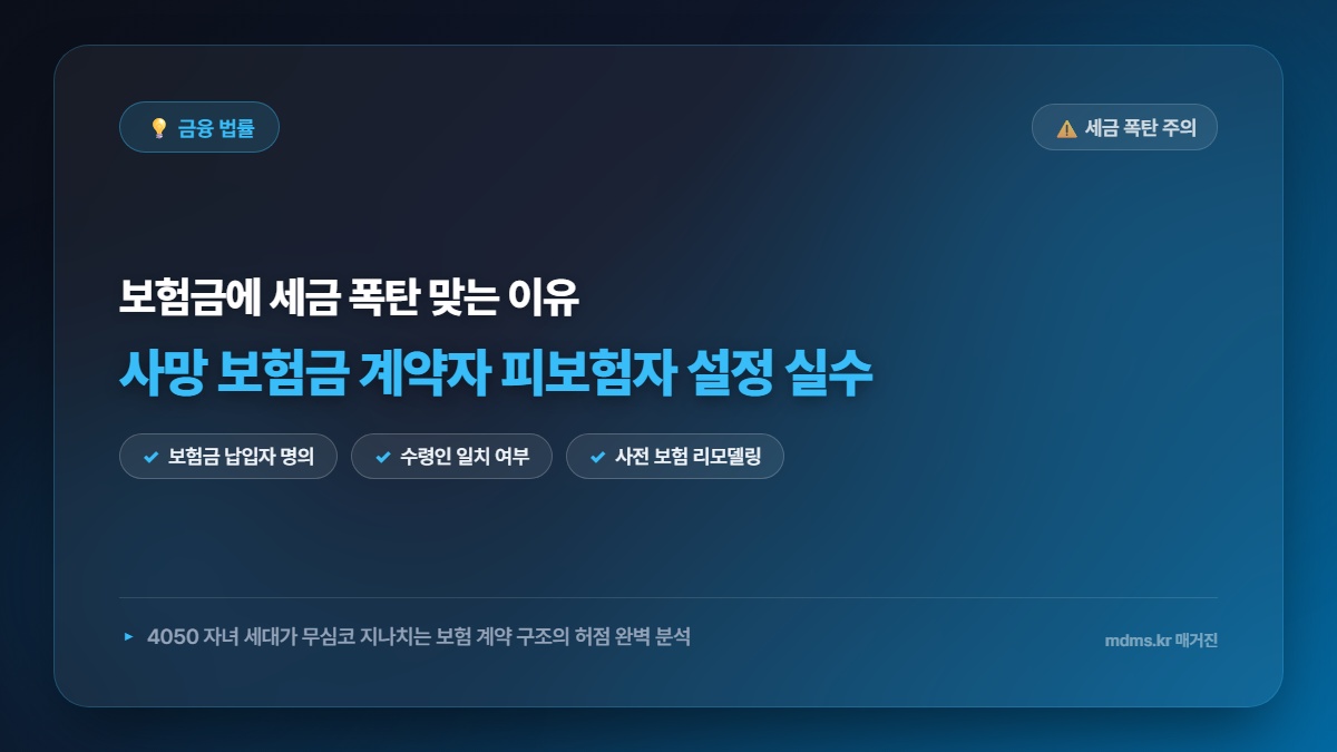 사망 보험금 계약자와 피보험자 설정 실수로 증여세 폭탄 맞는 이유