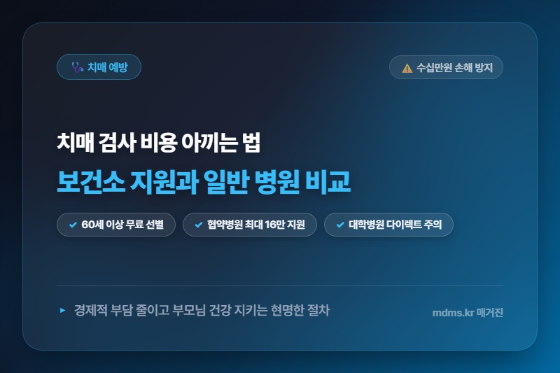 부모님 치매 초기검사 비용, 보건소 지원 vs 일반 병원 비교! 모르면 전액 손해인 이유