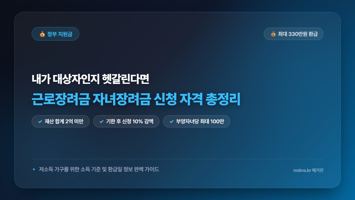 모르면 전액 손해! 2026년 근로장려금 자녀장려금 신청 자격 소득 기준 및 최대 330만원 환급일 총정리