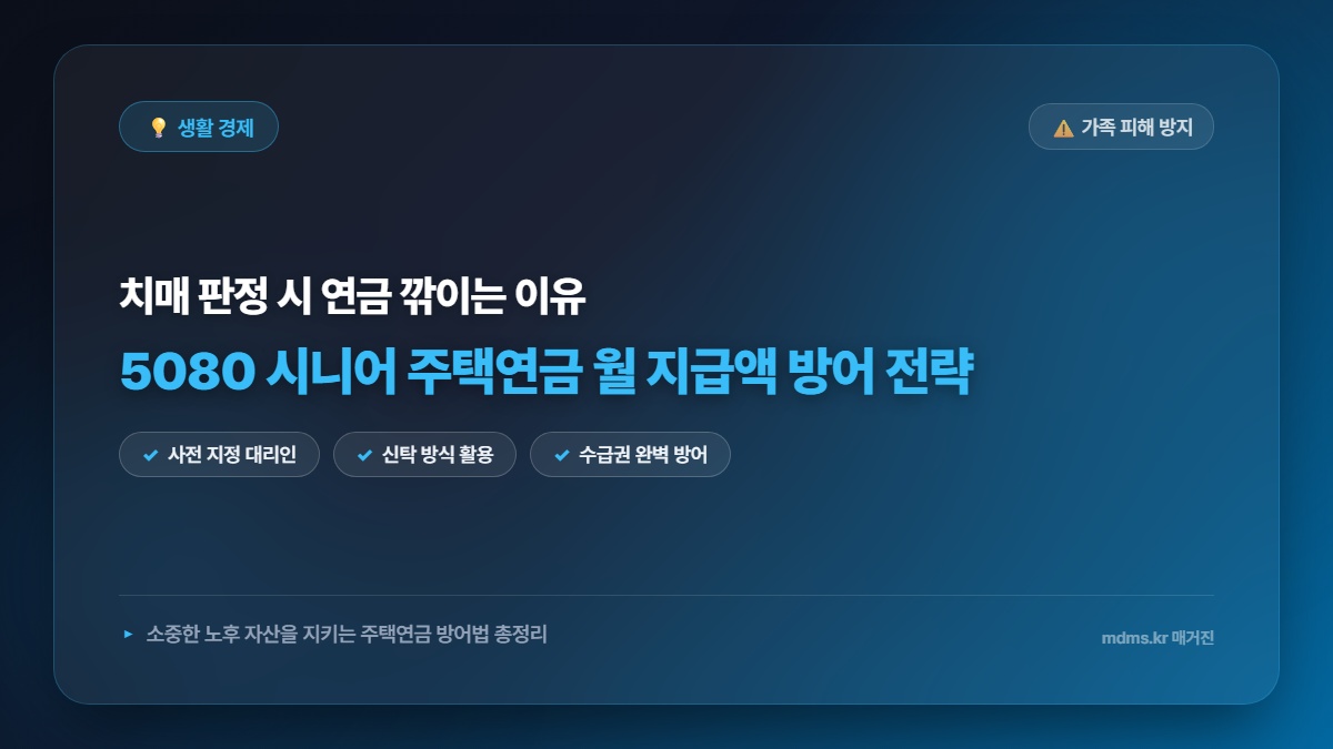 치매 판정 시 깎인다는 진짜 이유? 5080 시니어 주택연금 월 지급액 방어하는 2026 총정리