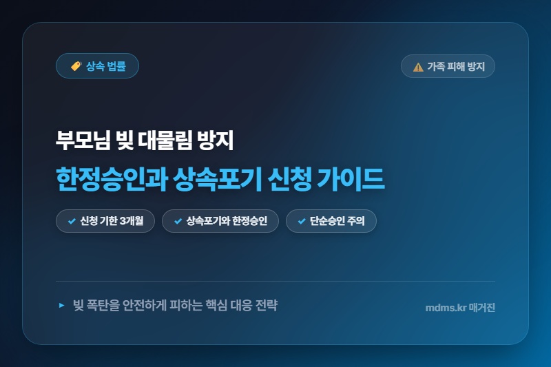 부모님 사망 후 빚 폭탄 막는 한정승인 vs 상속포기 신청 기한 3개월 절대 놓치면 안 되는 이유