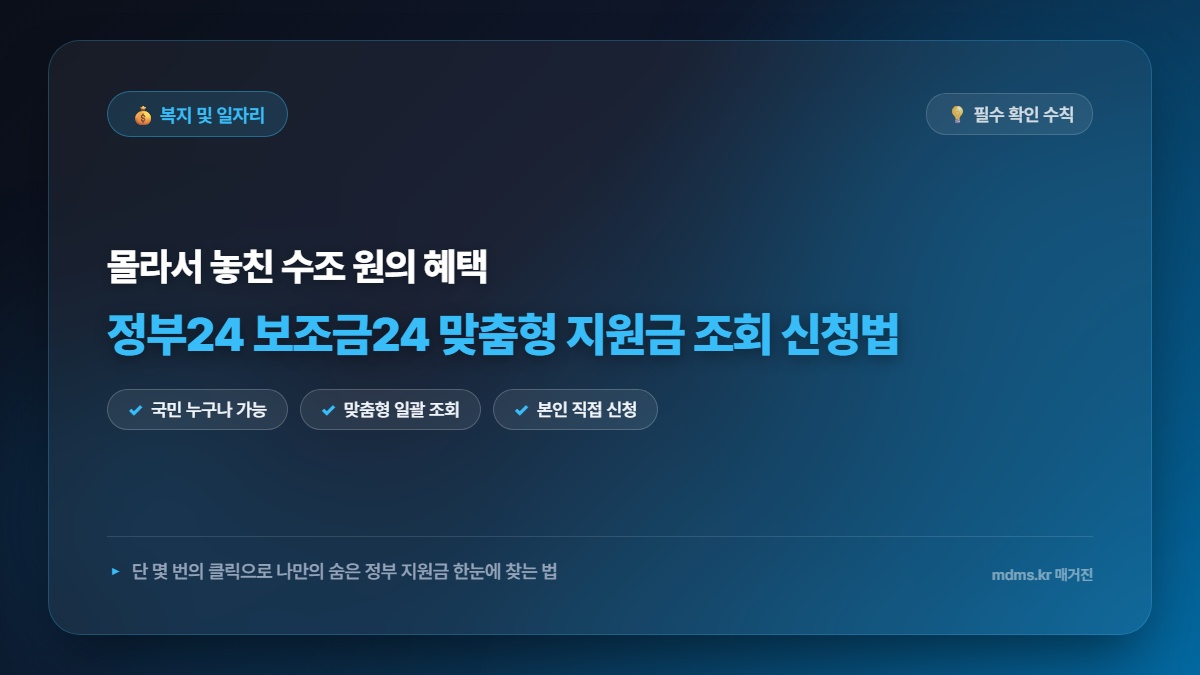 정부24 보조금24 내가 놓친 정부 지원금 1000가지 한눈에 확인하고 신청하는 법