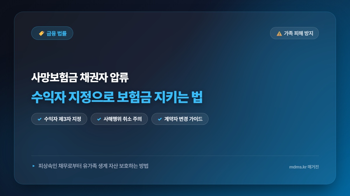 사망보험금 피상속인 채권자 압류 방어하는 수익자 지정 법적 효력 총정리