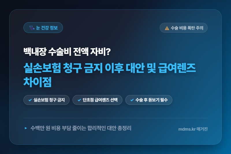 백내장 다초점렌즈 실손보험 청구 금지 이후 대안 및 급여렌즈 차이