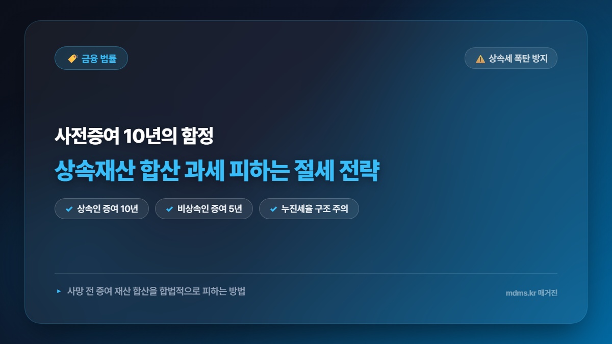 사전증여 후 10년 이내 사망 시 상속재산 합산 피하는 합법 전략