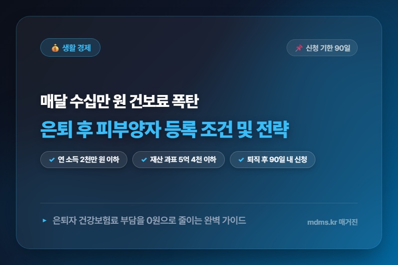 모르면 매달 수십만 원 손해! 은퇴 후 건강보험료 폭탄 피하는 피부양자 조건 및 완벽 가이드