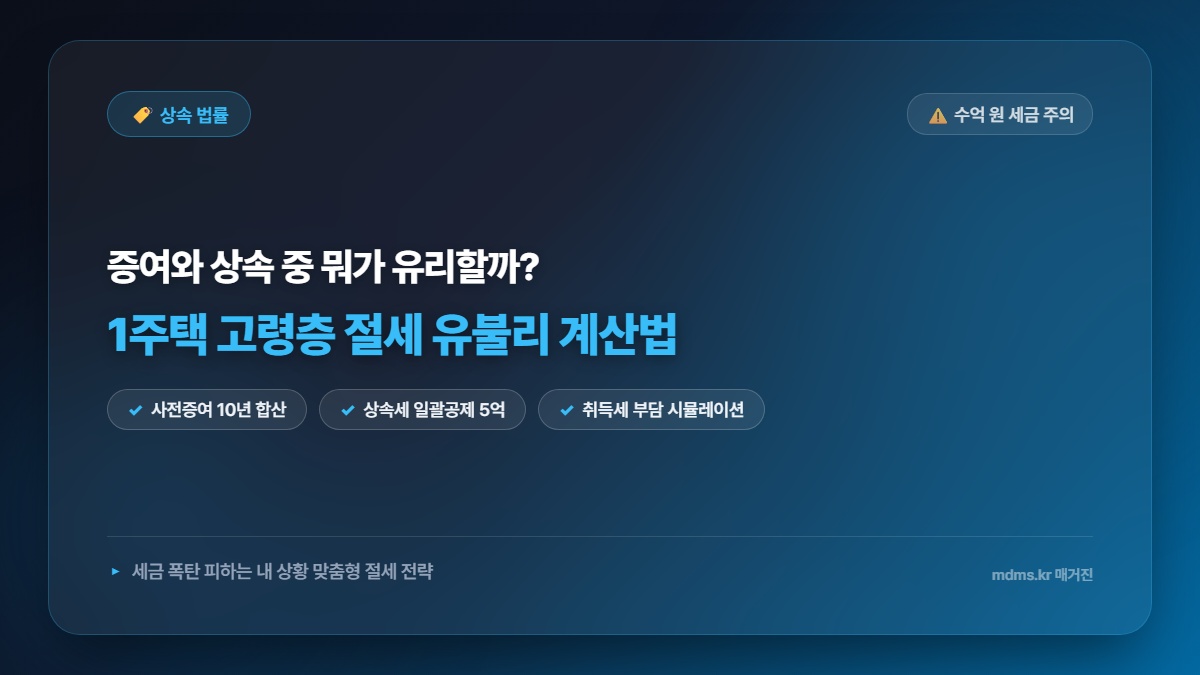 부모님 집 사전증여 vs 상속세 절세 유불리 계산법: 1주택 보유 고령층 필독