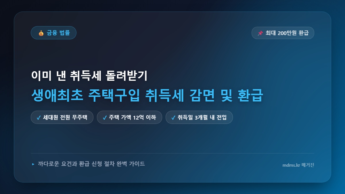 생애최초 주택구입 취득세 감면 조건 200만원 환급 신청 서류 및 절차