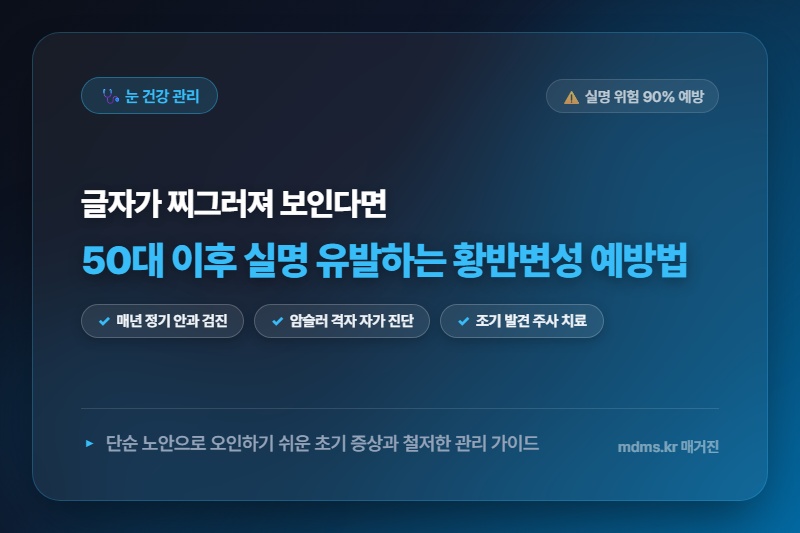 눈 침침하고 글자 찌그러져 보일 때 의심하는 황반변성 예방 눈 건강 관리 가이드