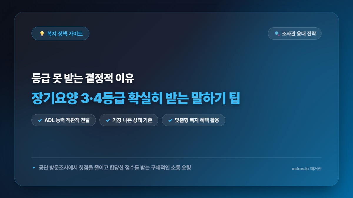 장기요양등급 3등급 4등급 판정 확실히 받는 구체적 말하기 팁