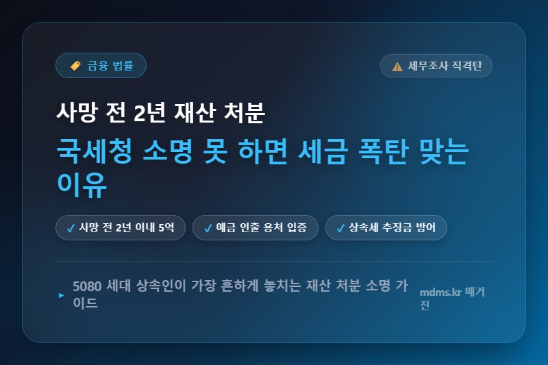 사망 2년 내 재산 처분 용처 소명 안 하면 세무조사 직격탄 맞는 이유와 대처법