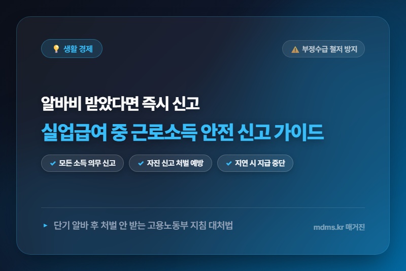 실업급여 받으면서 근로소득 생겼을 때 부정수급 안 걸리는 신고 방법 및 대처 가이드