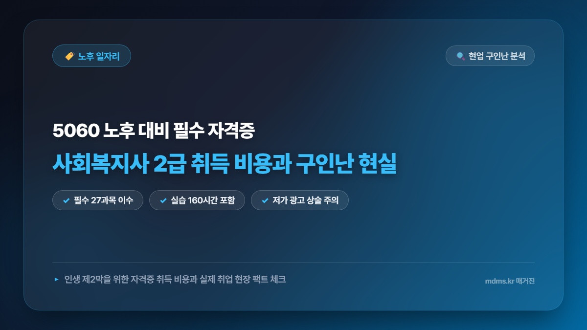 사회복지사 2급 자격증 취득 비용 대비 실제 구인난 현실 팩트
