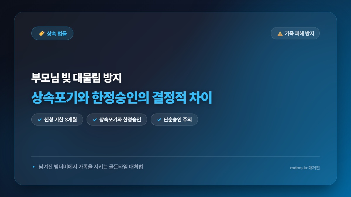 상속포기 vs 한정승인 차이점 빚 대물림 막는 3개월 골든타임 및 단순승인 주의점