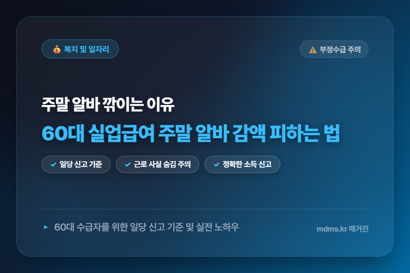 실업급여 수급 중 주말 단기 알바 감액 피하는 법: 60대 일당 신고 기준 완벽 정리
