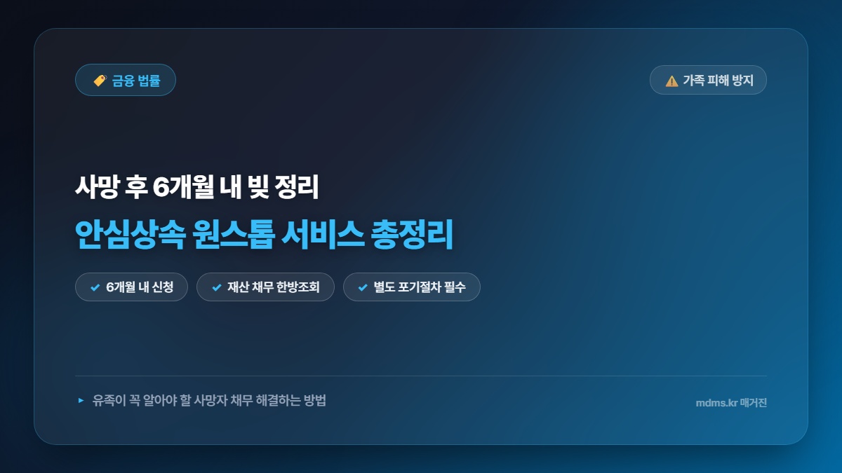 사망 후 6개월 내 상속 빚 한 번에 조회 및 정리하는 2026 안심상속 원스톱 서비스 총정리