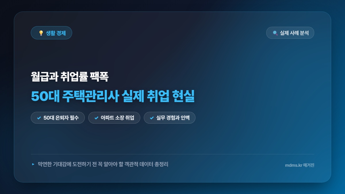 모르면 1000만원 손해! 50대 주택관리사 실제 취업률과 현실 월급 팩폭 총정리